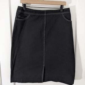 Margaret O'Leary Black Stretch Skirt Womens Large Black Contrast Thread A Line